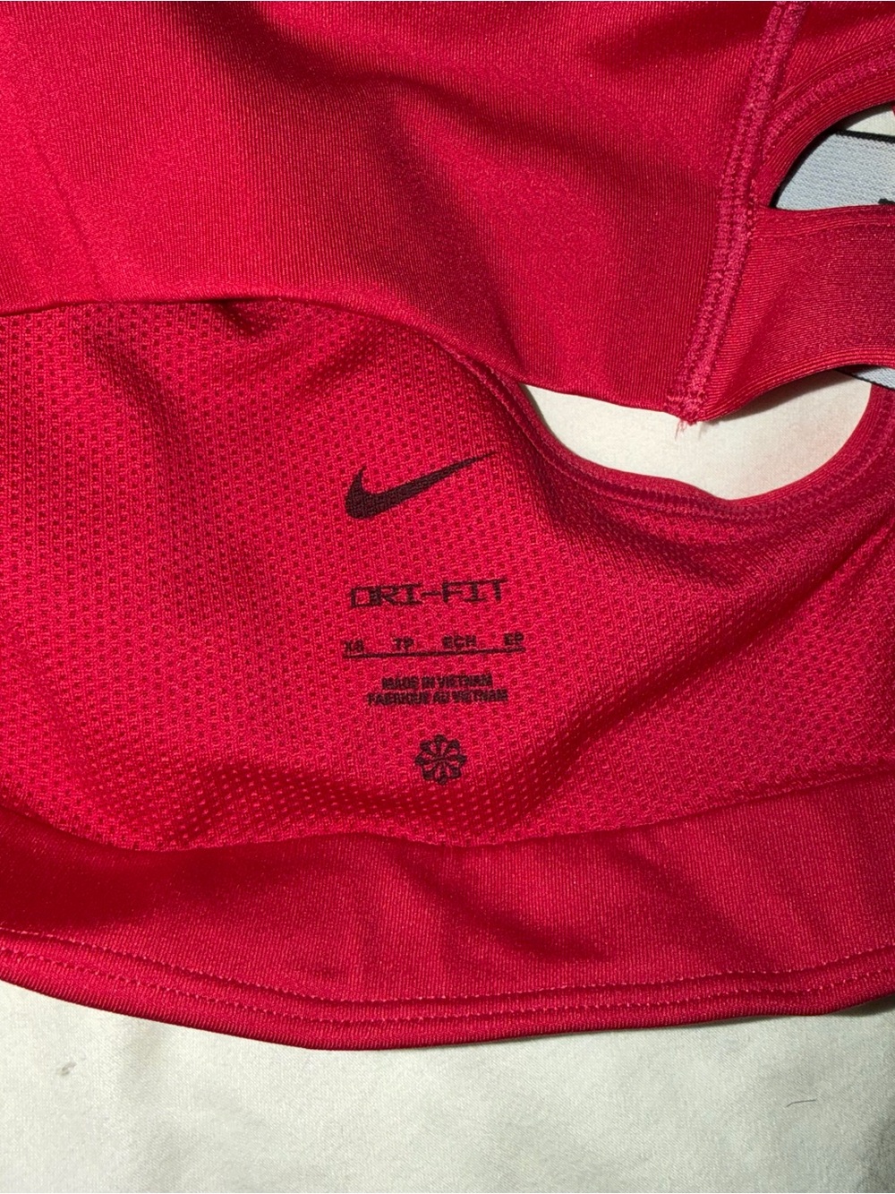 Nike Red Asymmetric Sports Bra with Black/White Branded Strap - Picture 5 of 5
